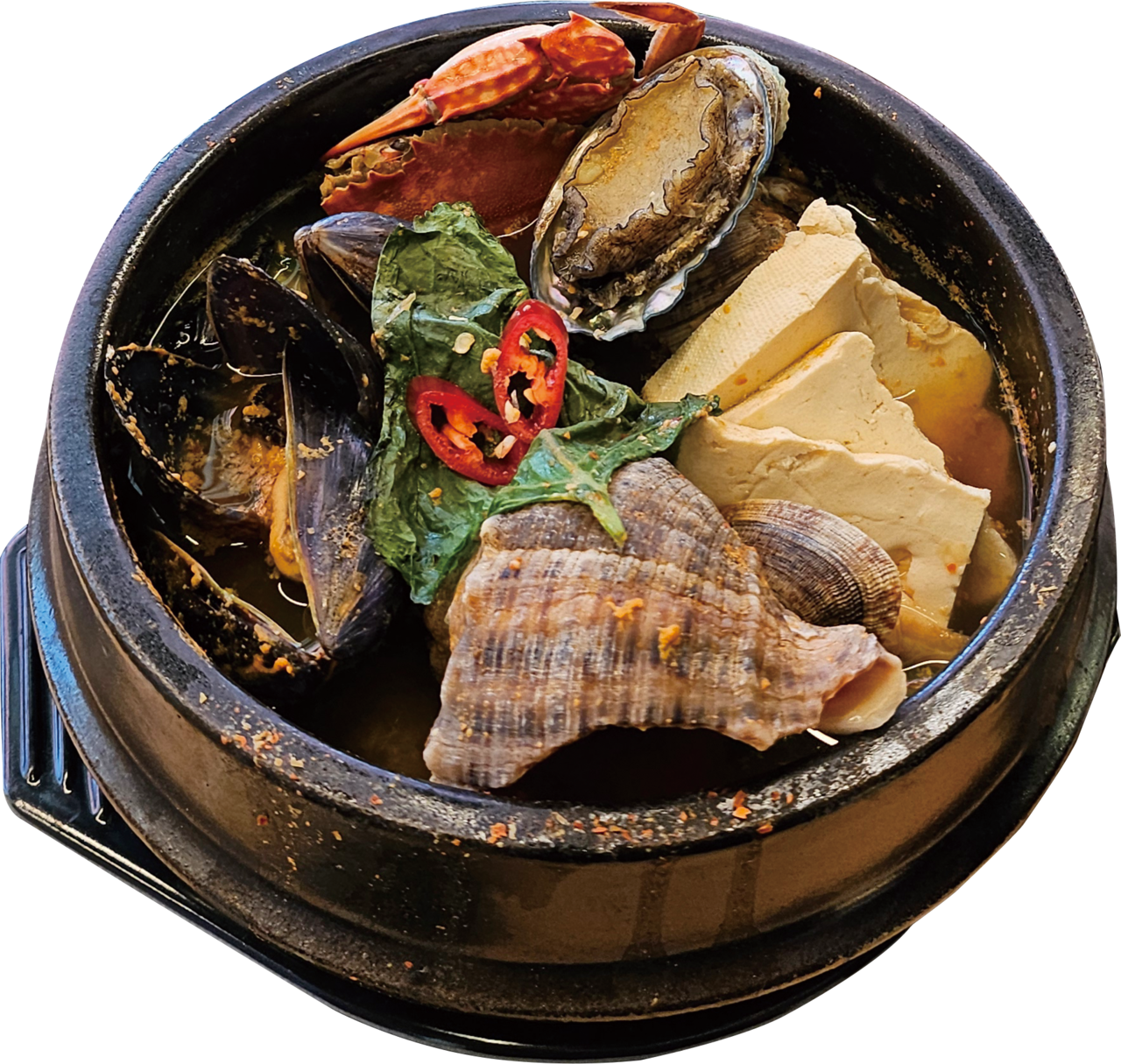 <p style="text-align:left; font-size:24px; margin-top:18px;"><span style="color:#ffffff;">해물뚝배기<br><span style="color:#fffff;">바다의 신선함이 살아있는 시원한 국물</span></p> 