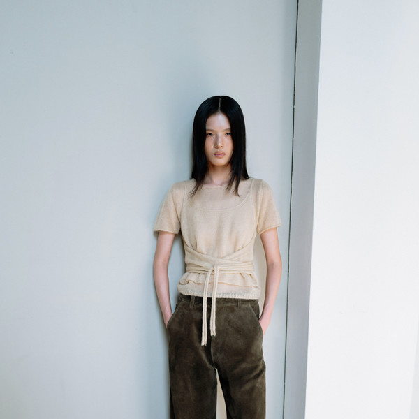 Mohair Wrap Sleeveless (Yellow / Khaki / Dark Gray) : MONOHA