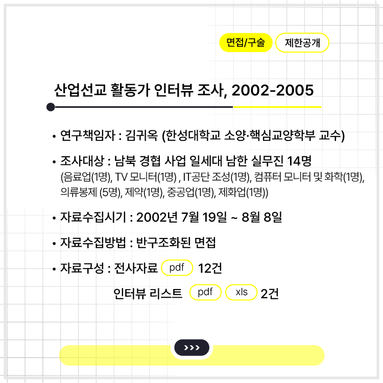 <남북 경협 일세대의 경협 활동 인터뷰 조사, 2002>