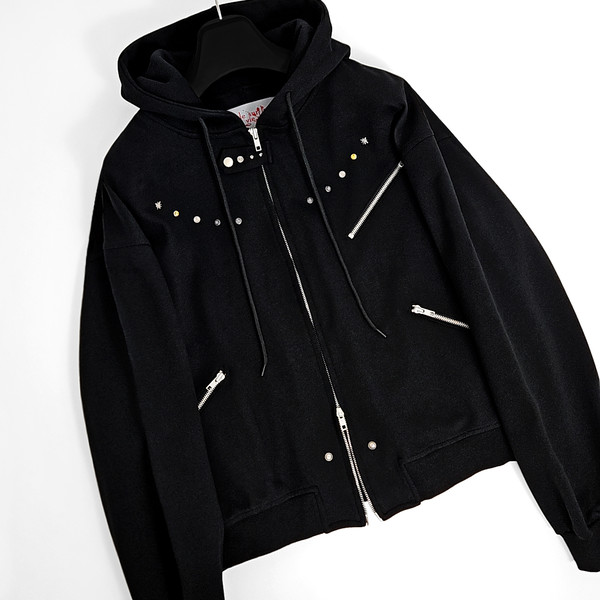 Andwang kirakira zipup（black）MSIZE Raphael western multi zipper hoodie zipup (black) : GAKIHARA