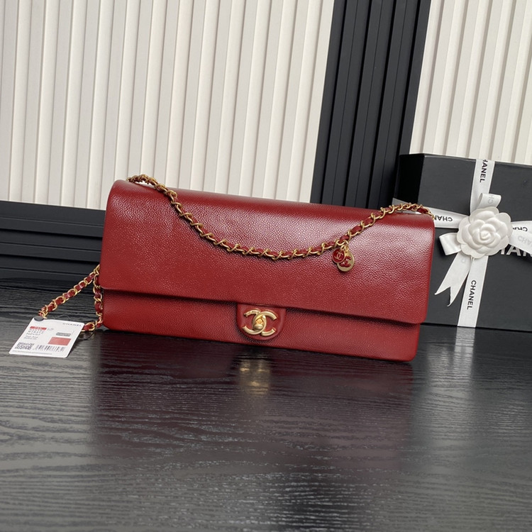 샤넬 맥시 클러치백 유광 그레인드 카프스킨 골드 32cm