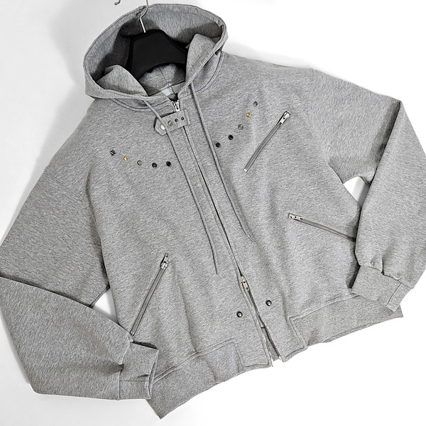 Raphael western multi zipper hoodie zipup (gray) : GAKIHARA