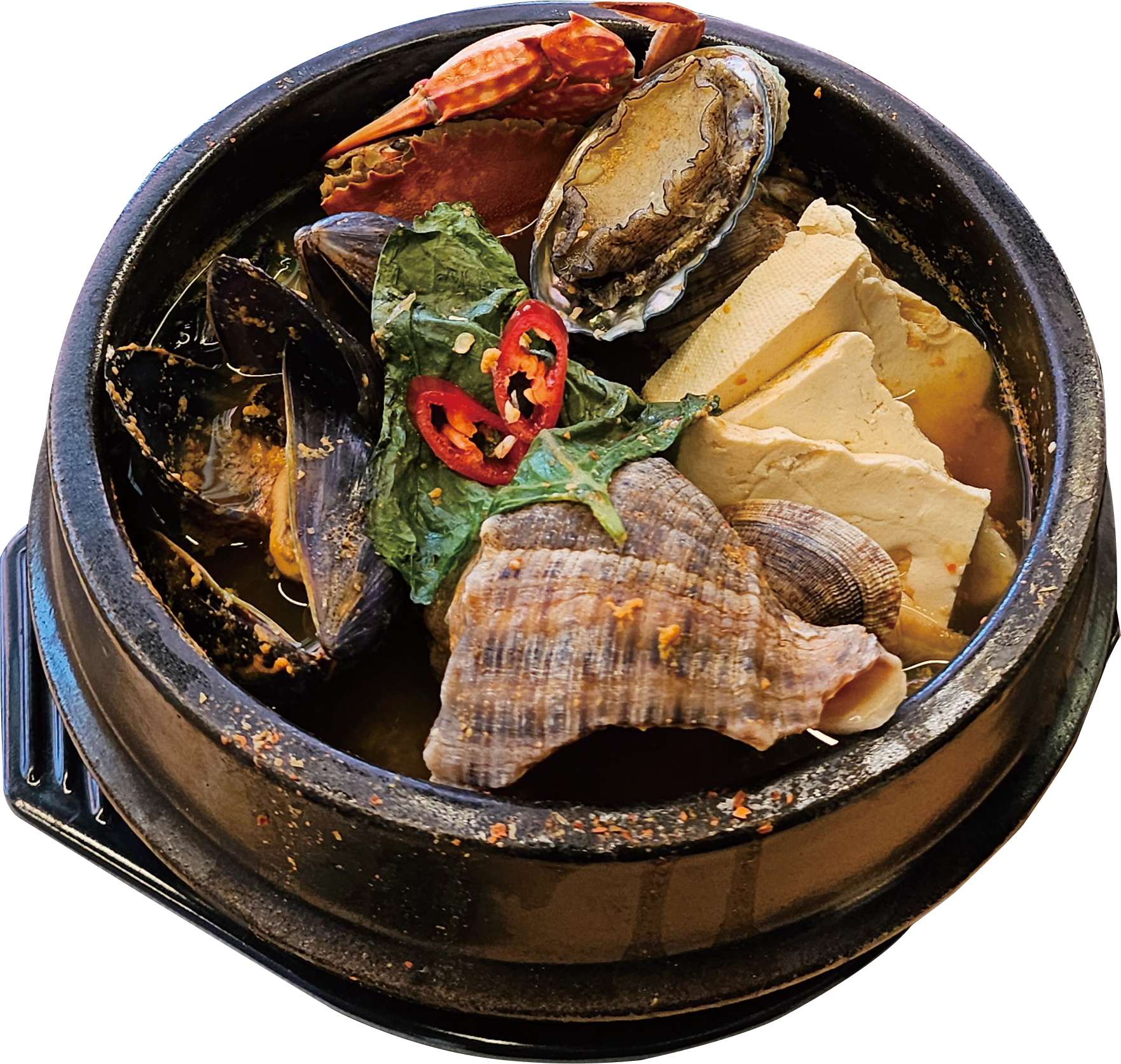 <p style="text-align:left; font-size:16px; margin-top:26px;">해물뚝배기<br><span style="color:#666;">바다의 신선함이 살아있는 시원한 국물</span></p>