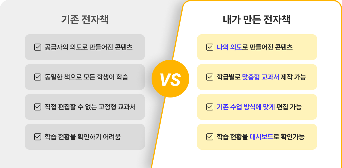 기존 디지털교과서와 내가 만든 디지털교과서 비교