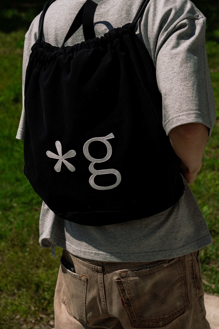 ＊韓国＊［grunden］SIGNATURE LOGO GYM SACK WASHED BLACK GRUNDEN 글런든 SIGNATURE LOGO GYM SACK (WASHED BLACK)