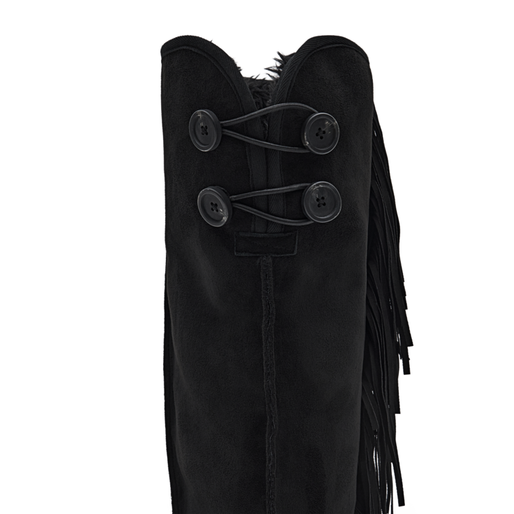 FRINGE THIGH-HIGH SUEDE SHEARLING BOOTS : 604SERVICE