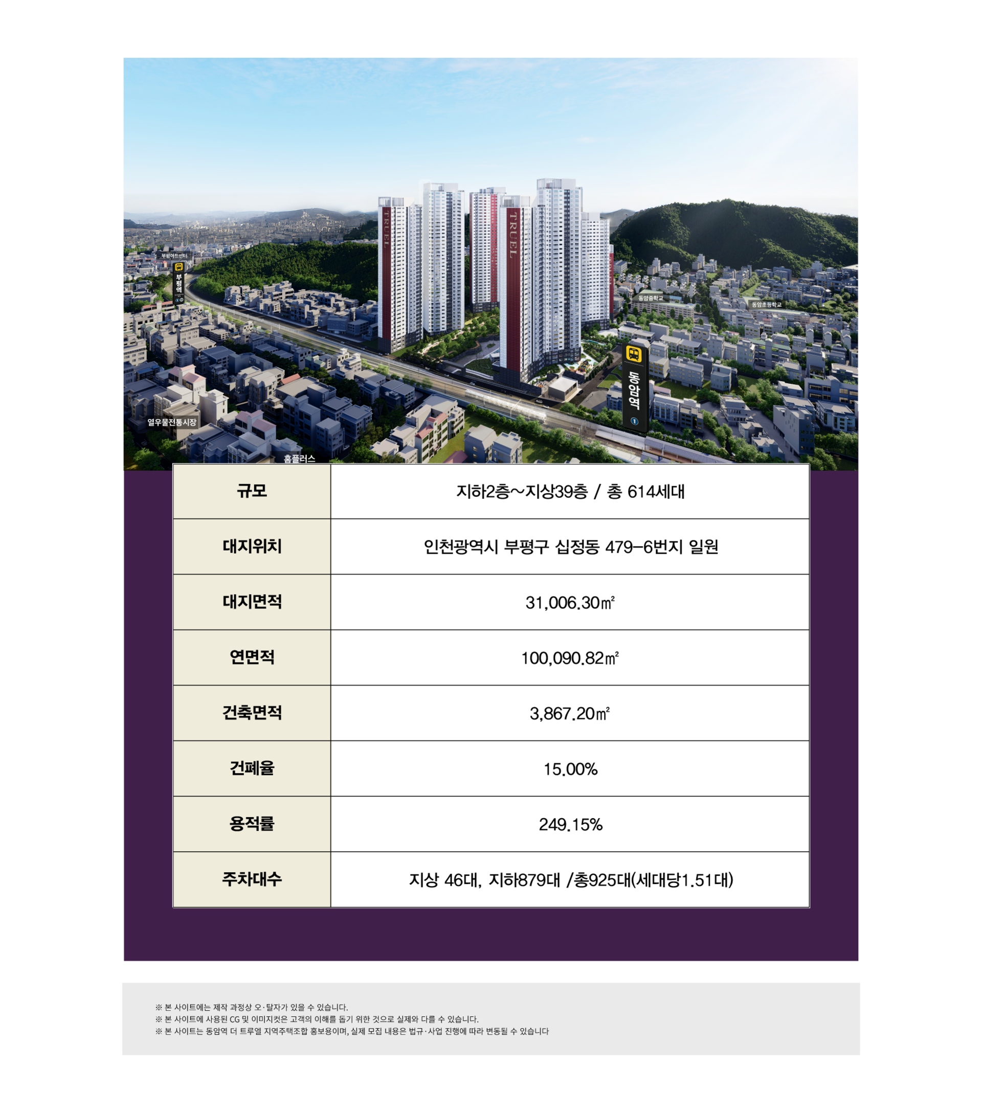 동암역 더트루엘 사업개요 단지 규모 위치 세대수 공급 정보