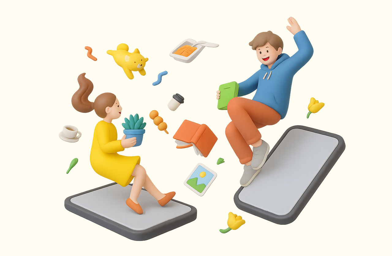 디자인을 직접 수정하는 여자와 남자
