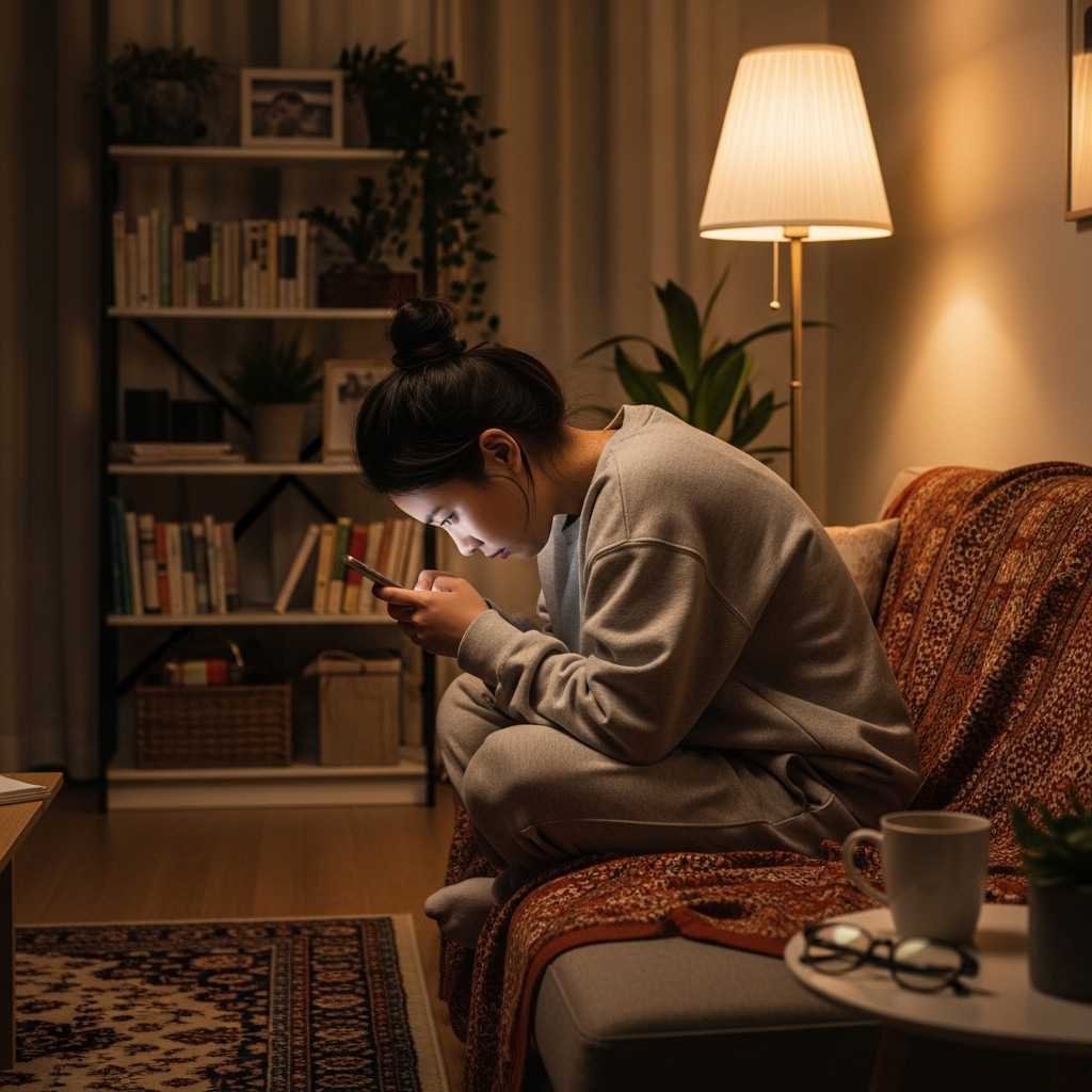 장시간 스마트폰, 컴퓨터 사용으로 구부정한 자세