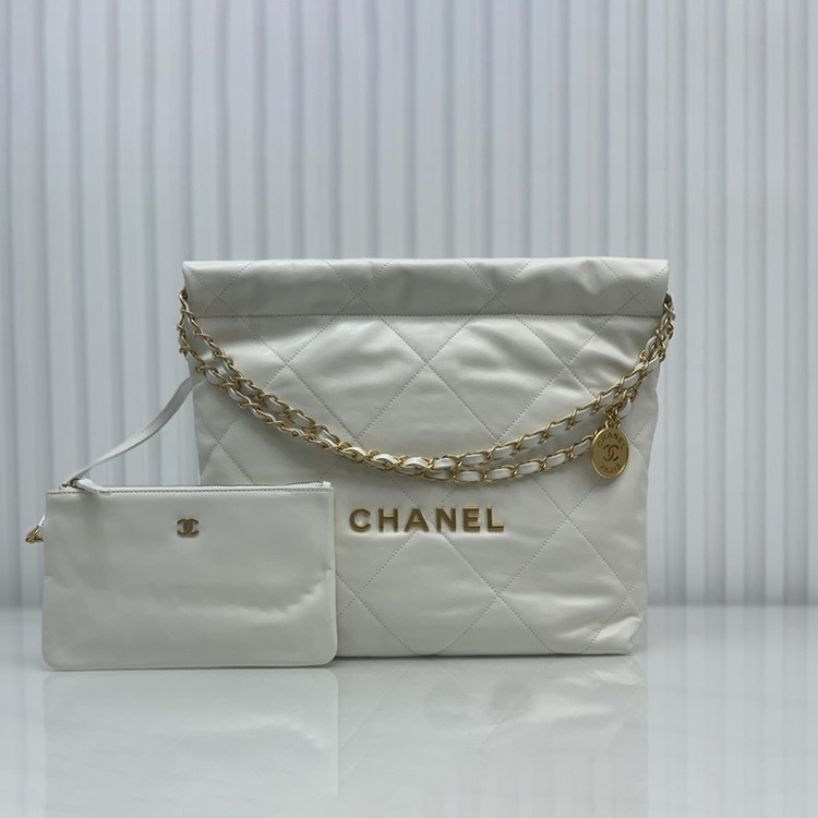 샤넬 22백 라지 화이트 금장
