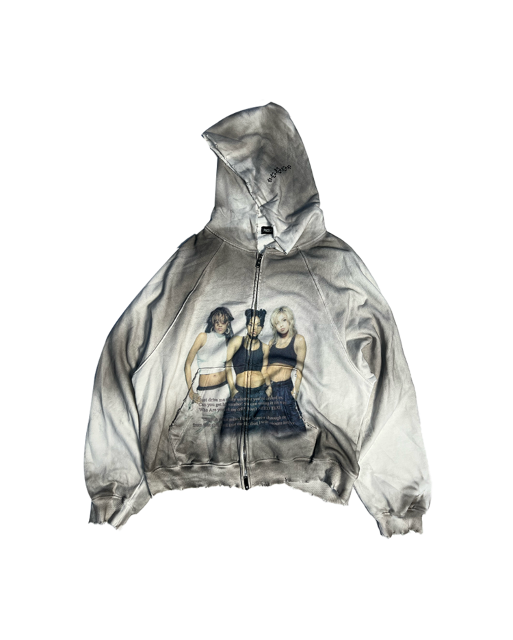【PACOSPLY】DOLLY DIRTY ZIP UP HOODIE 2 M DOLLY DIRTY ZIP UP HOODIE - DIRTY WHITE : PACOSPLY