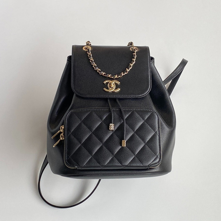 샤넬 25B 비지니스 어피니티 미디움 샴페인 골드 백팩