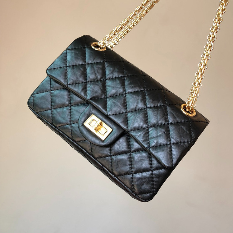 샤넬 2.55 빈티지 미니 플랩백 블랙 샴페인 골드