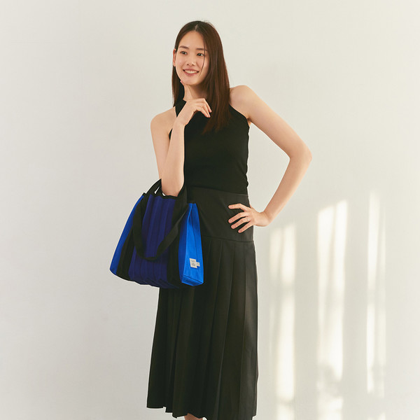 PLEATS MAMA 2 way ショッパーバッグ ディープブルー 2WAYショッパーバッグ ディープブルー : プリーツママ