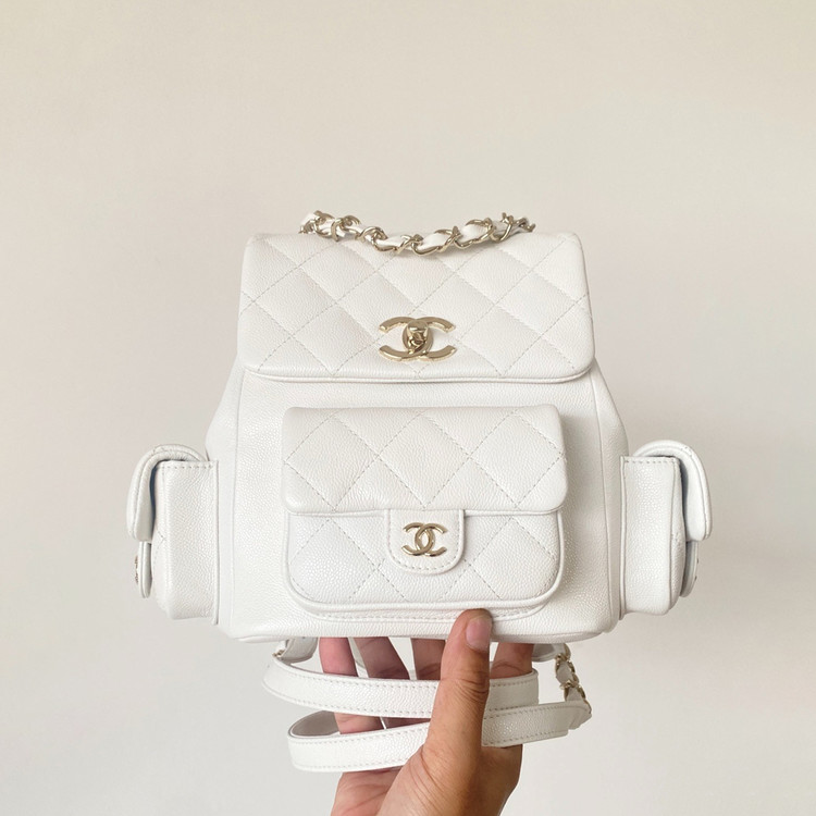 샤넬 듀마 백팩 3포켓 스몰 캐비어 화이트