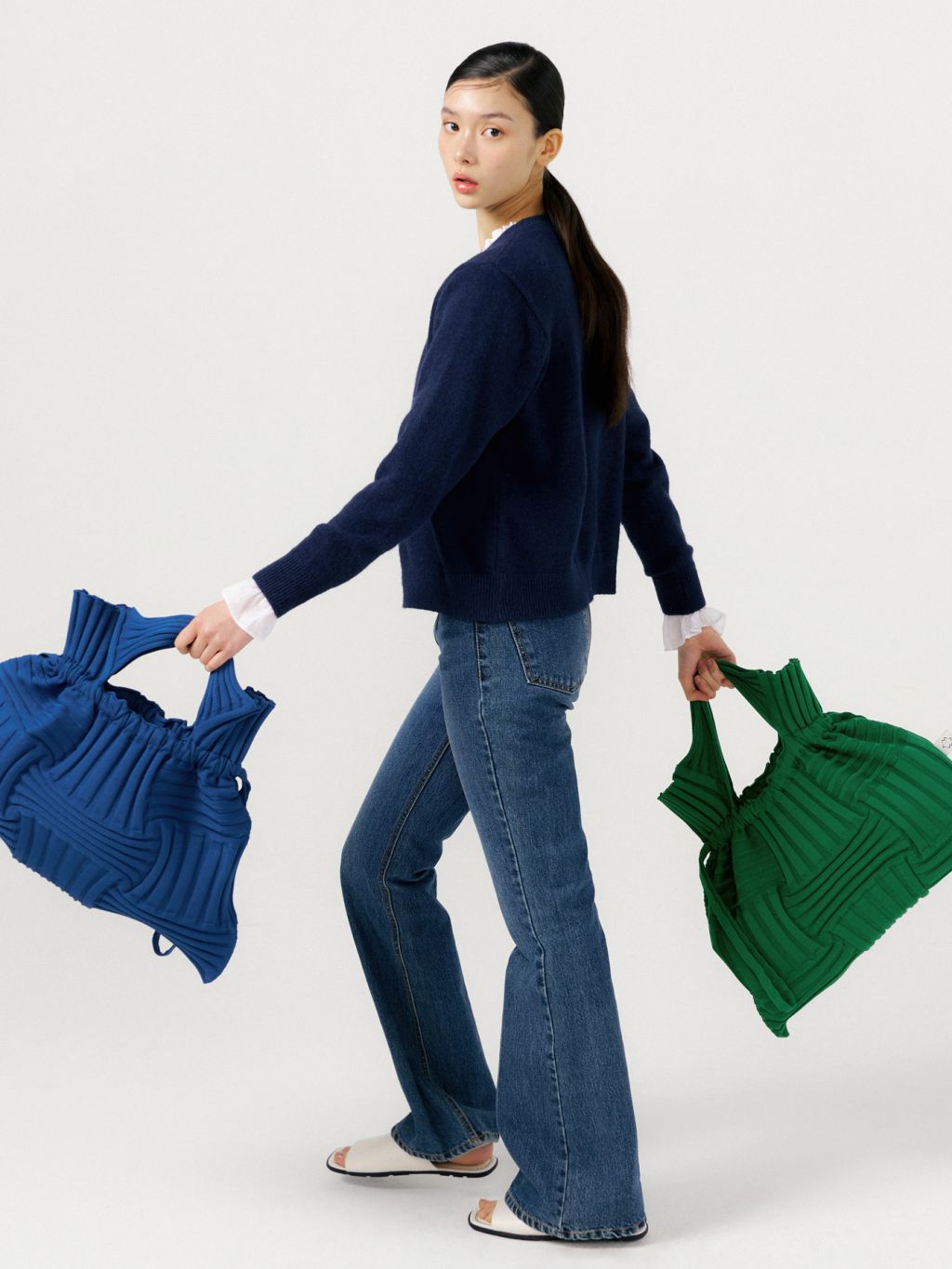 ビッグボウバッグ ブルー : プリーツママ