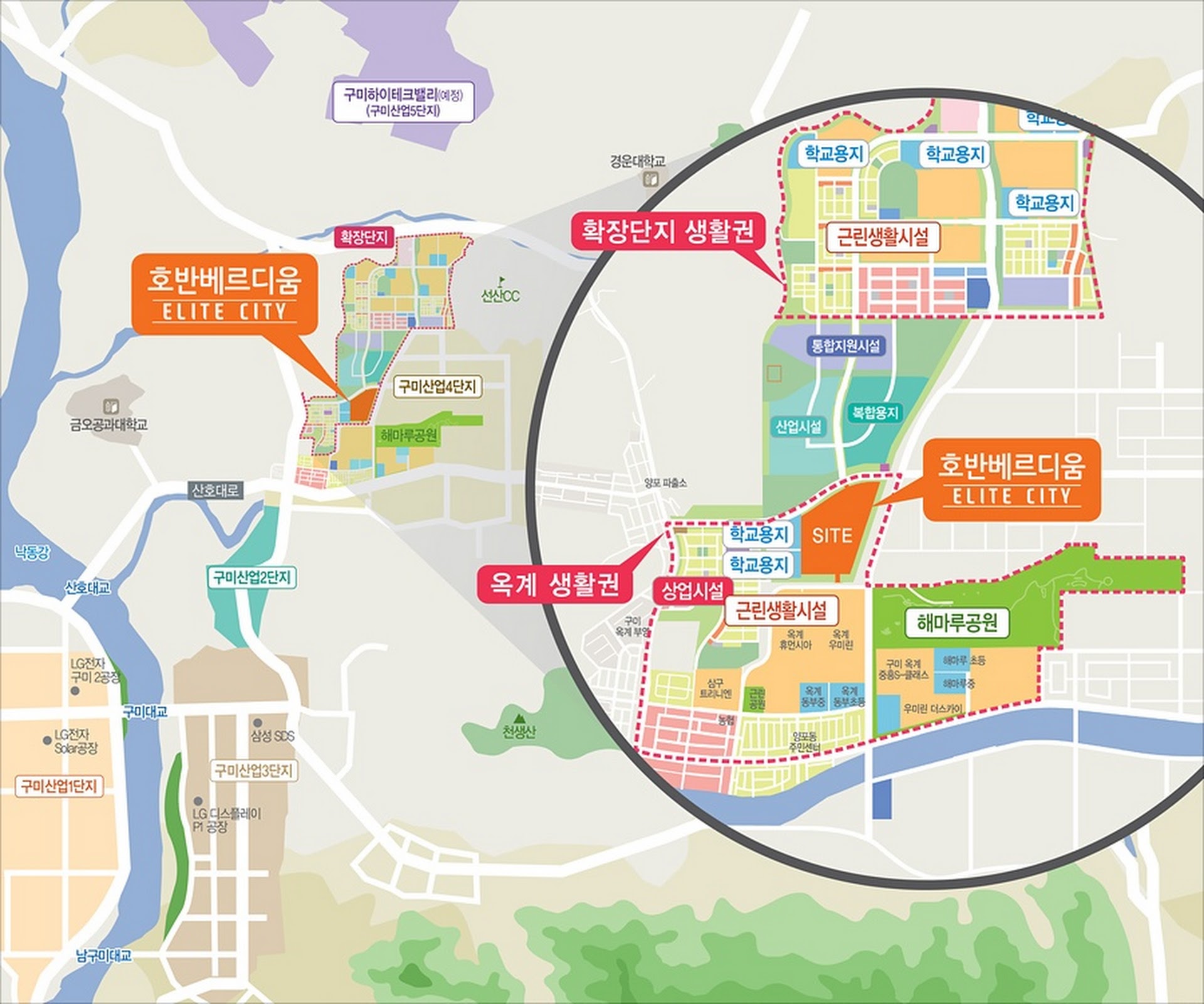 구미호반써밋 입지안내 지도 이미지