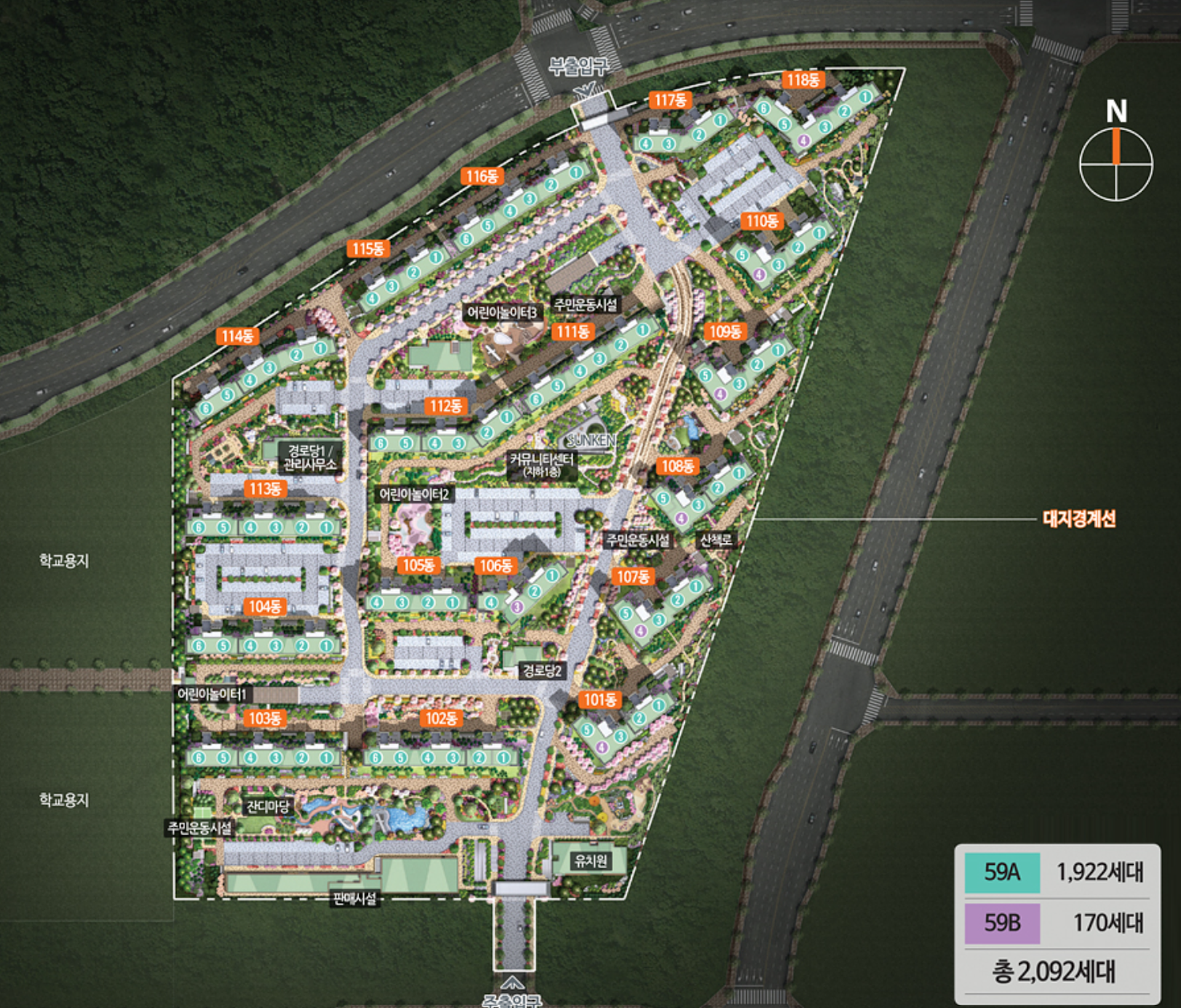 구미호반써밋 단지배치도 이미지