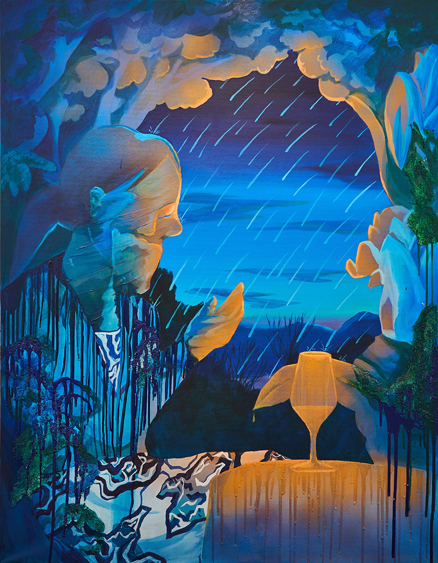 A-winey-day-in-rains, 2023, Acrylic on Canvas, 116.8 x 91cm