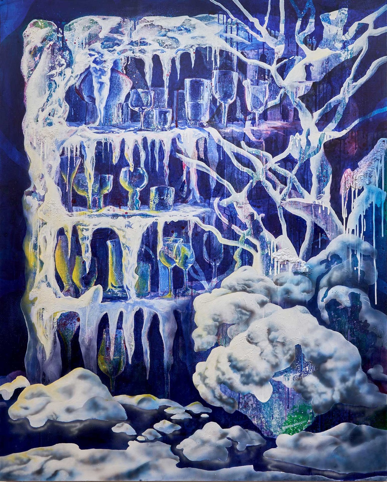 A melting wine bar_01, 2024, Acrylic on Canvas, 162.2 x 130.3cm