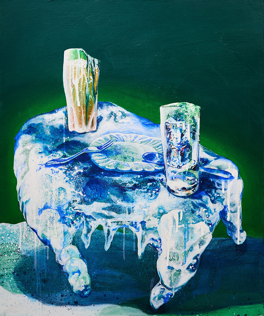 An uncanny table, 2024, Acrylic on Canvas, 72 x 60cm