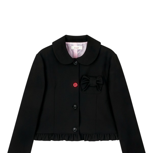 ジャケット・アウター LO AXUAL PETER PAN COLLAR RIBBON JACKET PETER PAN COLLAR RIBBON JACKET_BLACK (9차 재입고) : LO AXUAL