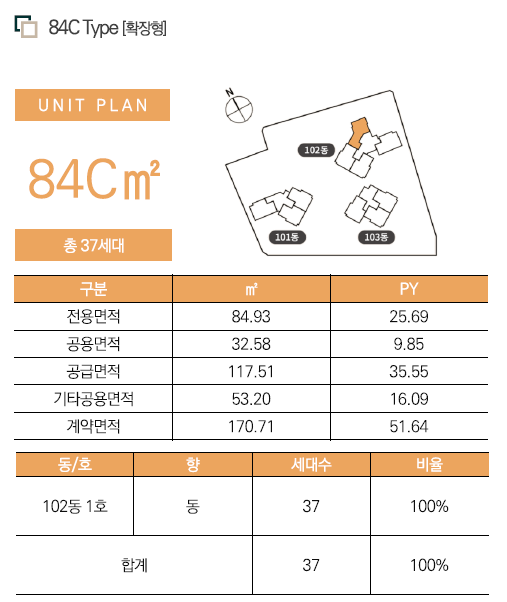 동래반도유보라 84c 타입 배치 설계 단지 안내 