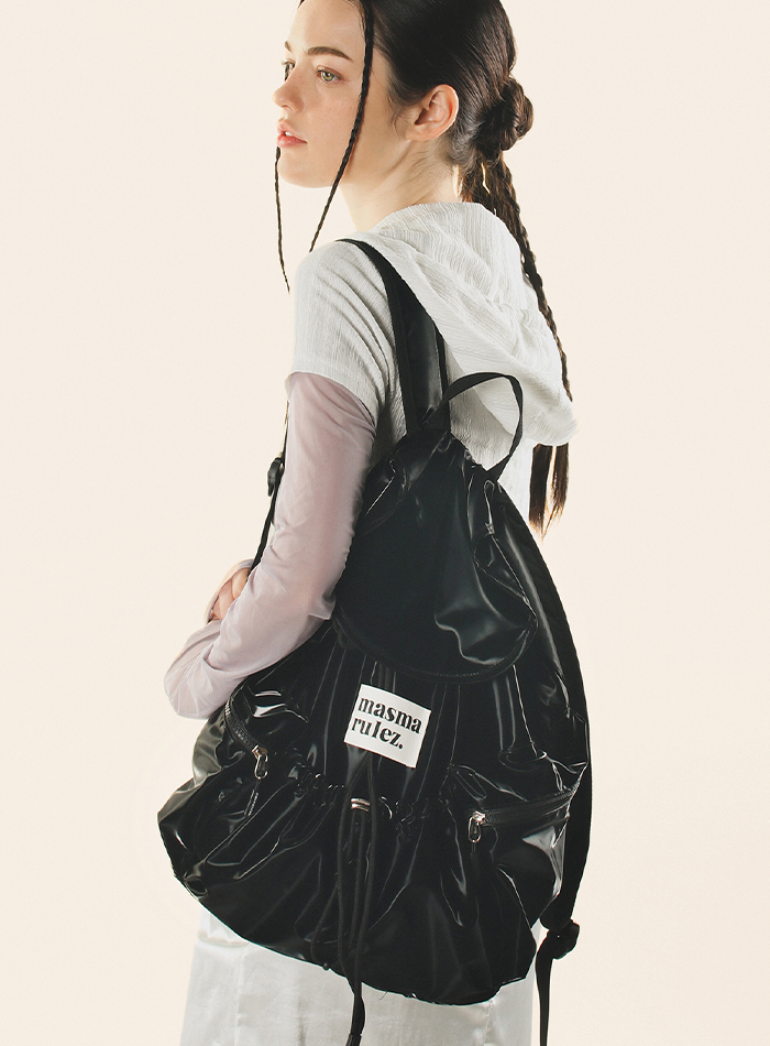 String flap backpack _ Glittery black : Masmarulez [마스마룰즈]