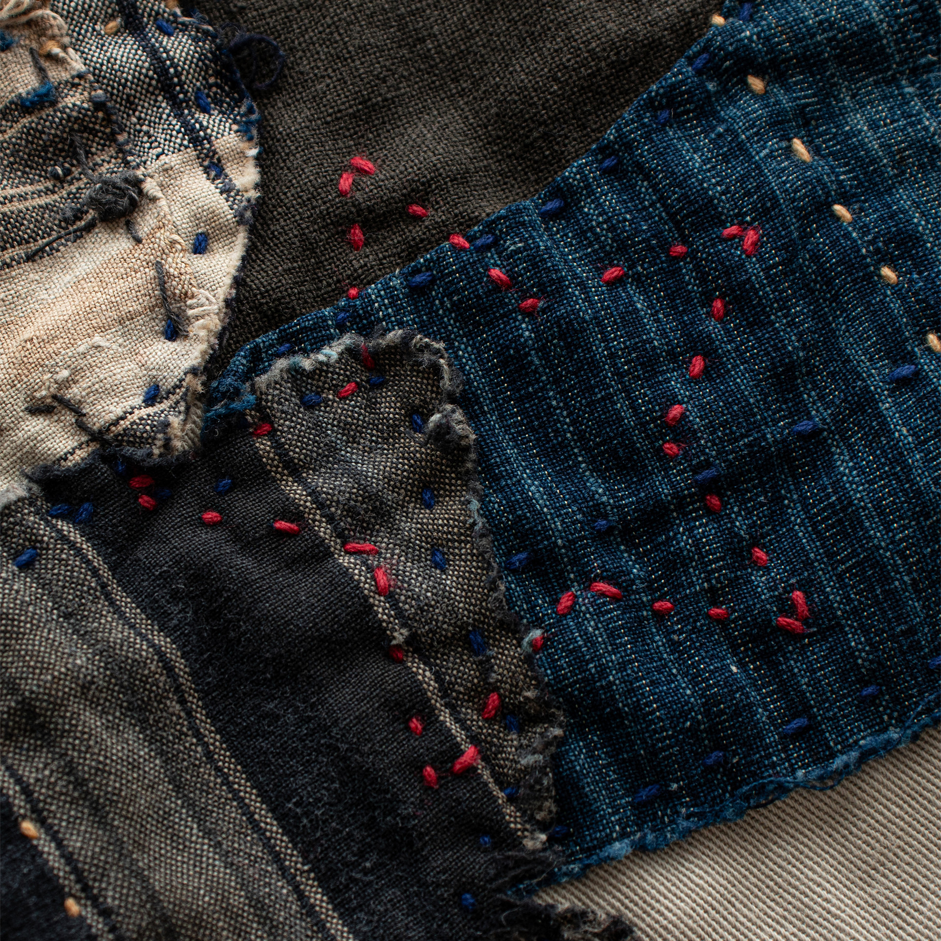 NO.250 DISTRESSED SASHIKO PATCHWORK CHINO PANTS : twostandard