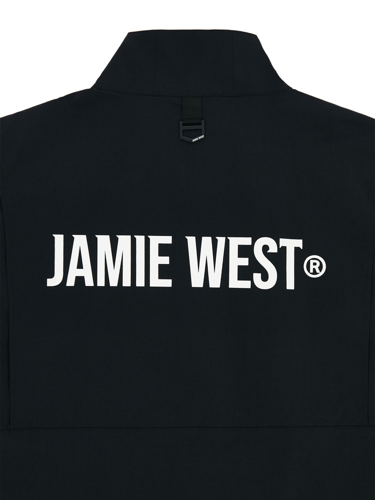 Half Zip-up Ventilation Stand Collar P-Shirts (BK) : JAMIE