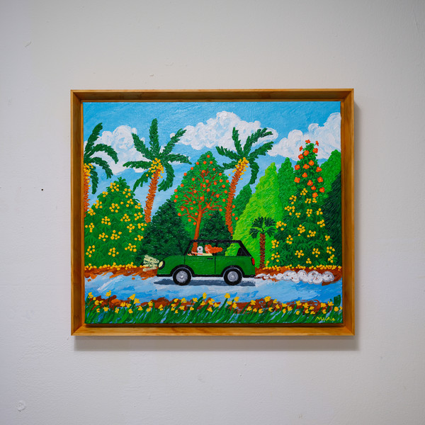 画家painterTMK出品 アクリル画 F3【光あふれる森の小路】1点物 【正規