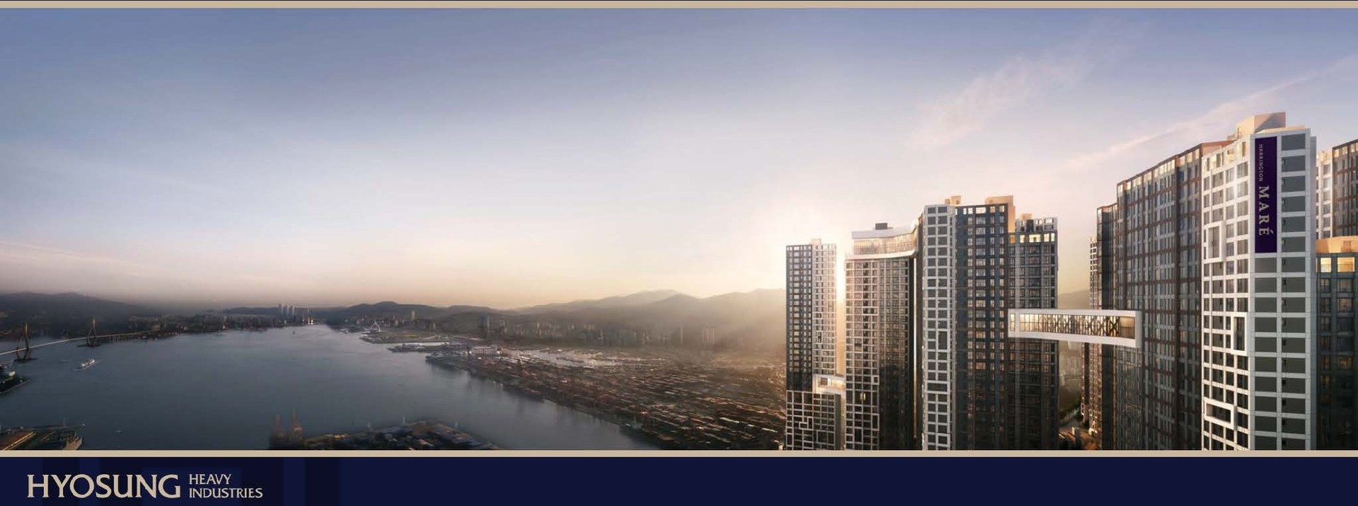 해링턴마레 외관 특화 스카이 브릿지에서 보이는 북항 앞바다 전경 이미지