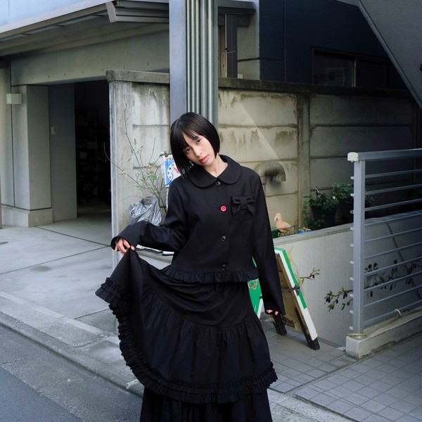 PETER PAN COLLAR RIBBON JACKET_BLACK (9차 재입고) : LO AXUAL