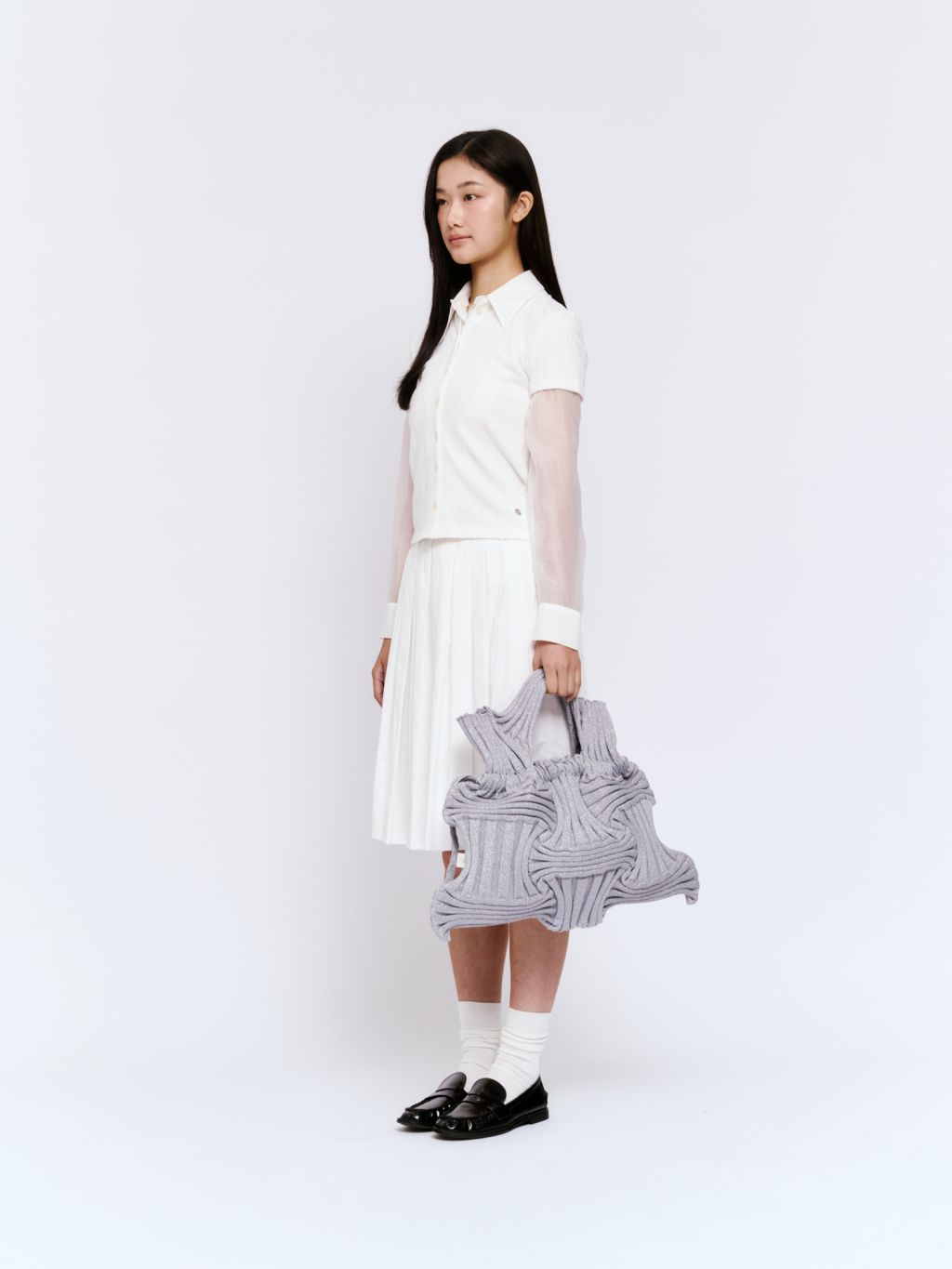 Big Bow Bag Glitter Silver : PLEATSMAMA: Sustainable Knit