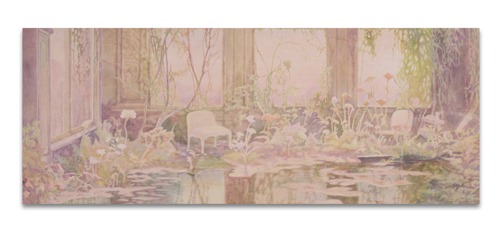 류지민 - 자라나는 방 Growing room, 2025, 장지에 복합재료, 91 x 234cm