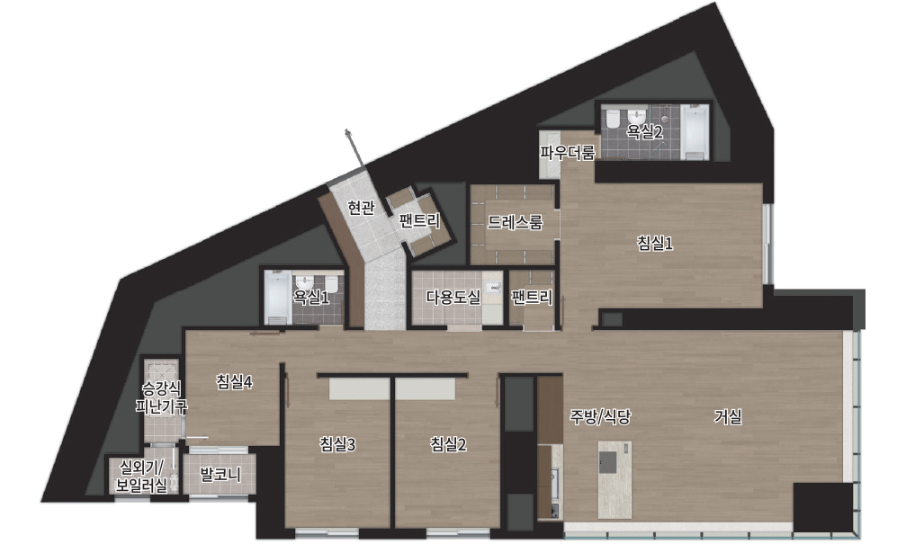 르엘 리버파크 센텀 125A㎡ 중대형 확장형 아파트 설계