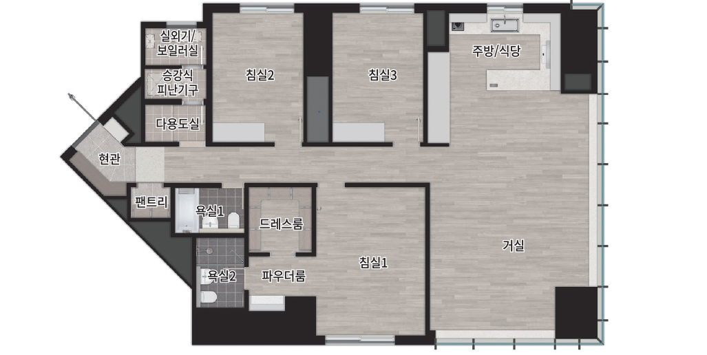 센텀 생활권 르엘 리버파크 104B㎡ 타입 평면도 안내