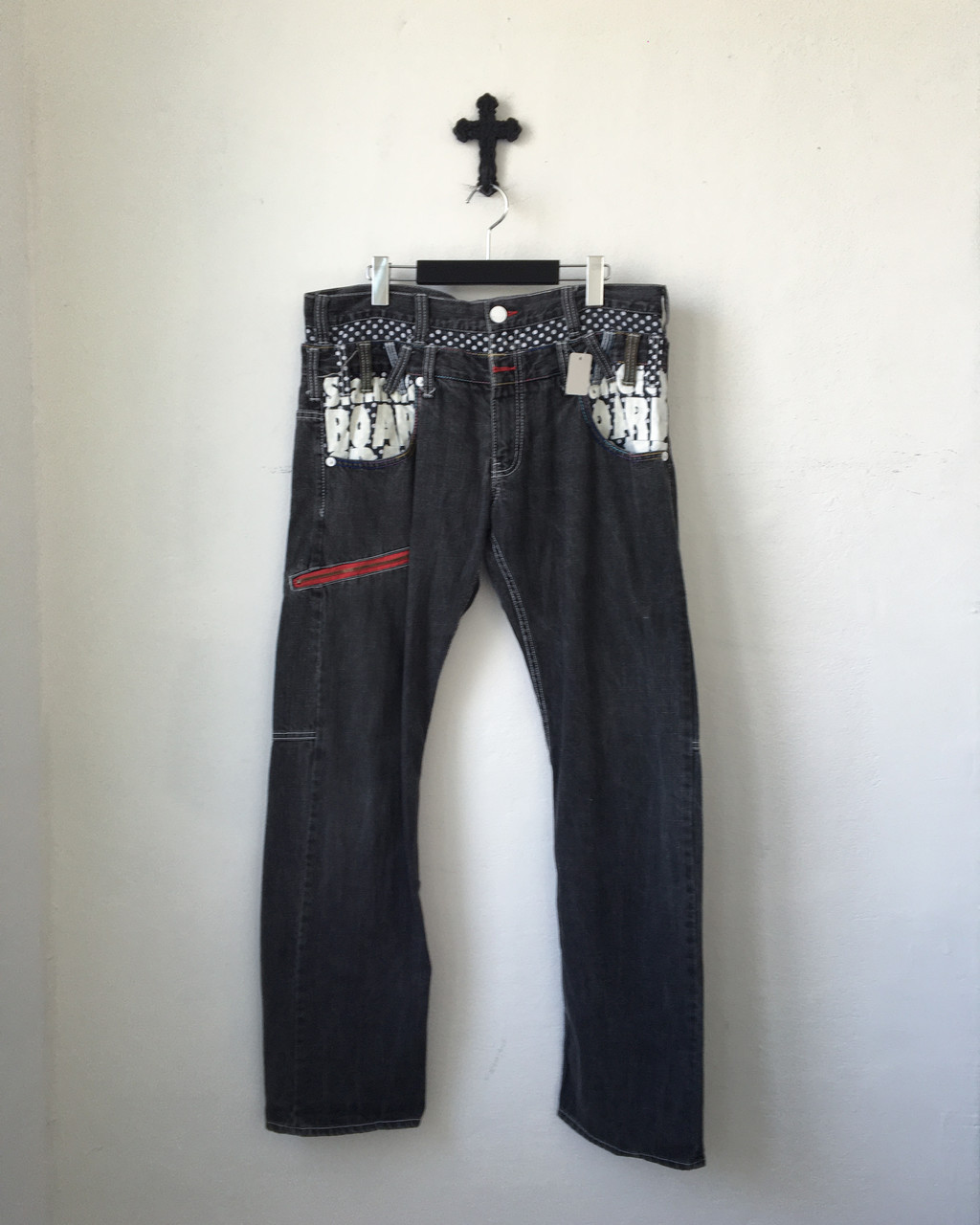 Printing layered denim pants : sanmountains