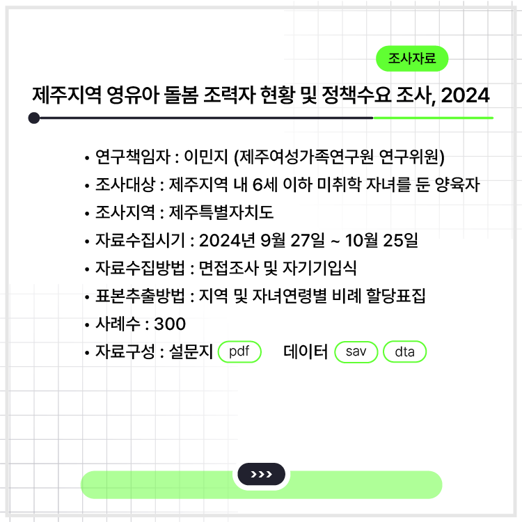 <제주지역 영유아 돌봄 조력자 현황 및 정책수요 조사, 2024>