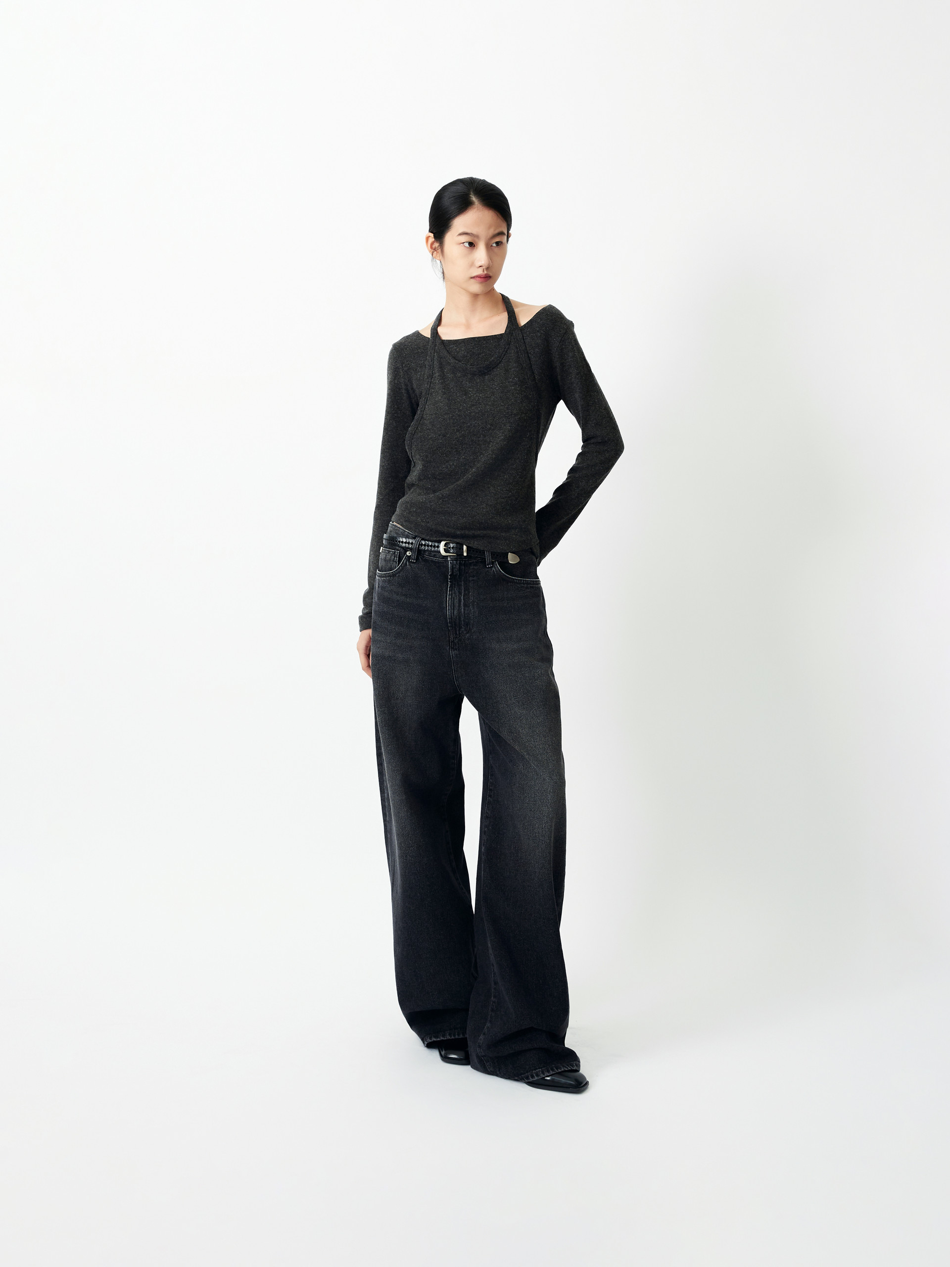 Mariam wide fit jeans washed black