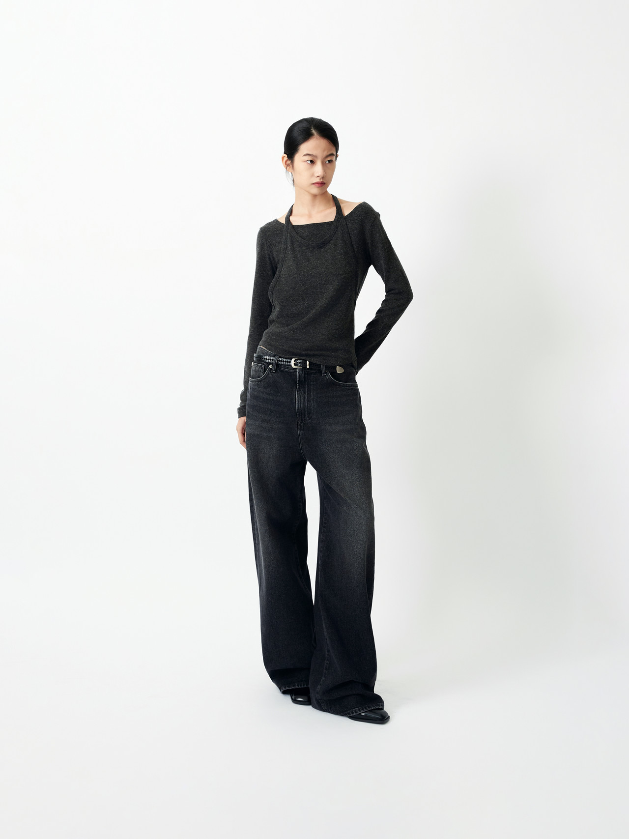 Mariam wide fit jeans washed black