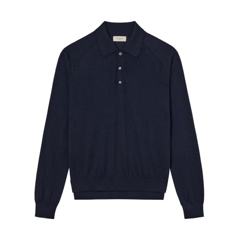 니트 폴로 스웨터 네이비