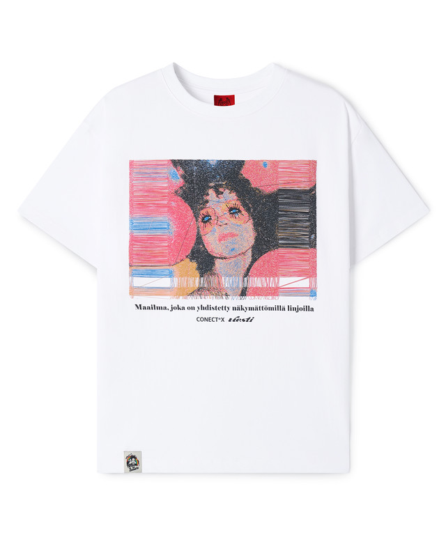 viesti x CONECT X  EMBROIDERY SCREEN PRINT T-SHIRT_WHITE