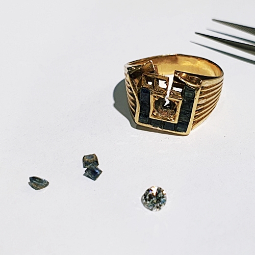 사각 사파이어 & 다이아몬드