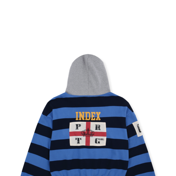 STRIPE POLO HOODIE - BLUE : protocol-index