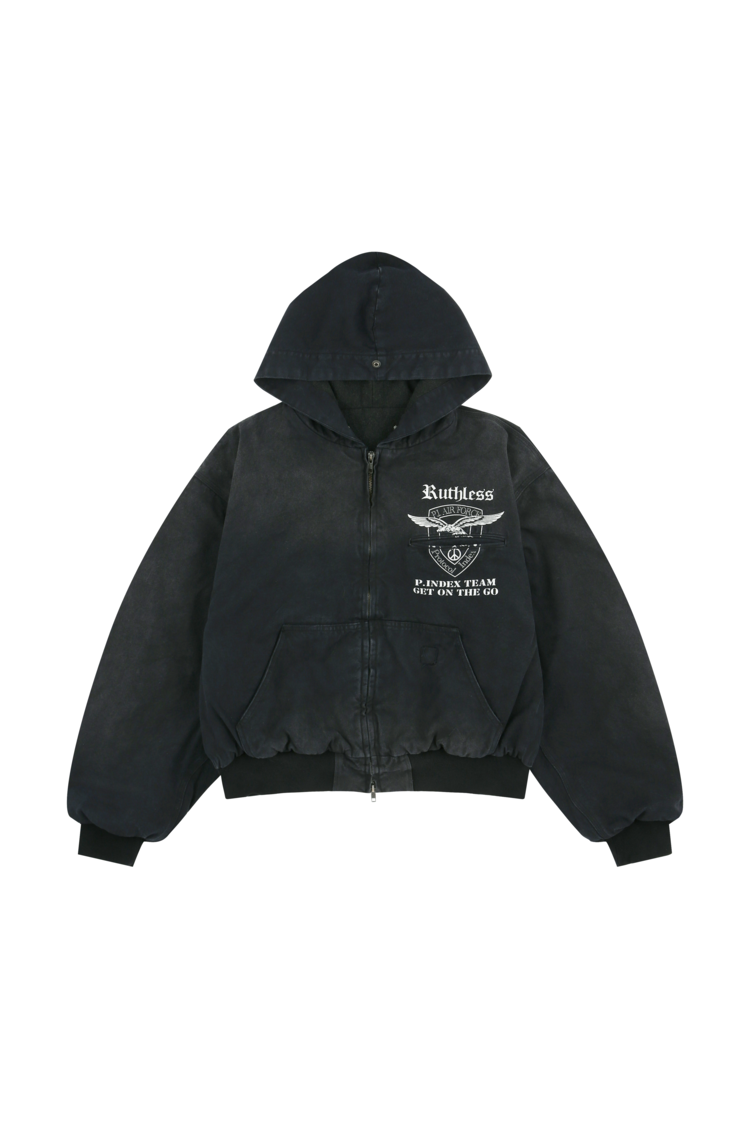 ジャケット・アウター protocol index FUR HOODEDJACKET DETACHABLE FUR HOODED WORK JACKET - BLACK : protocol-index