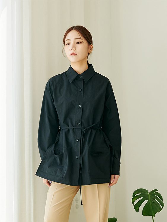(BAEZUAN) Draw string shirt_BLACK : wink. - Global B2B platform for ...