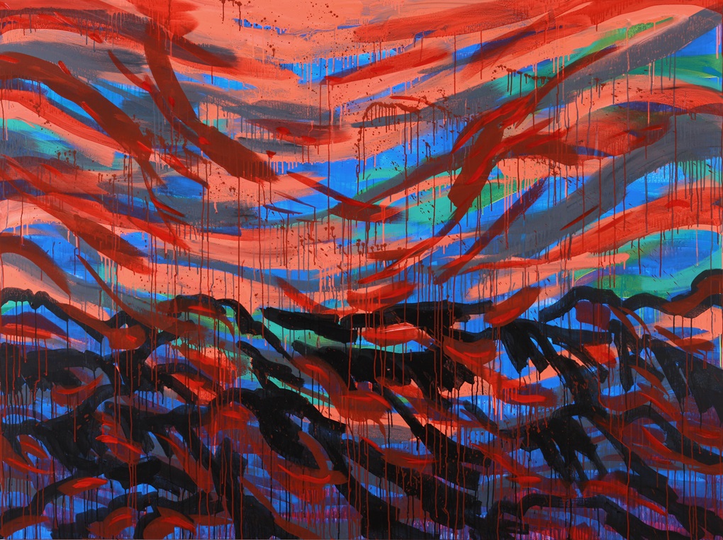 바람풍경 Windscape 202501, 2025, Acrylic and oil on canvas, 193.9×259.1cm 
