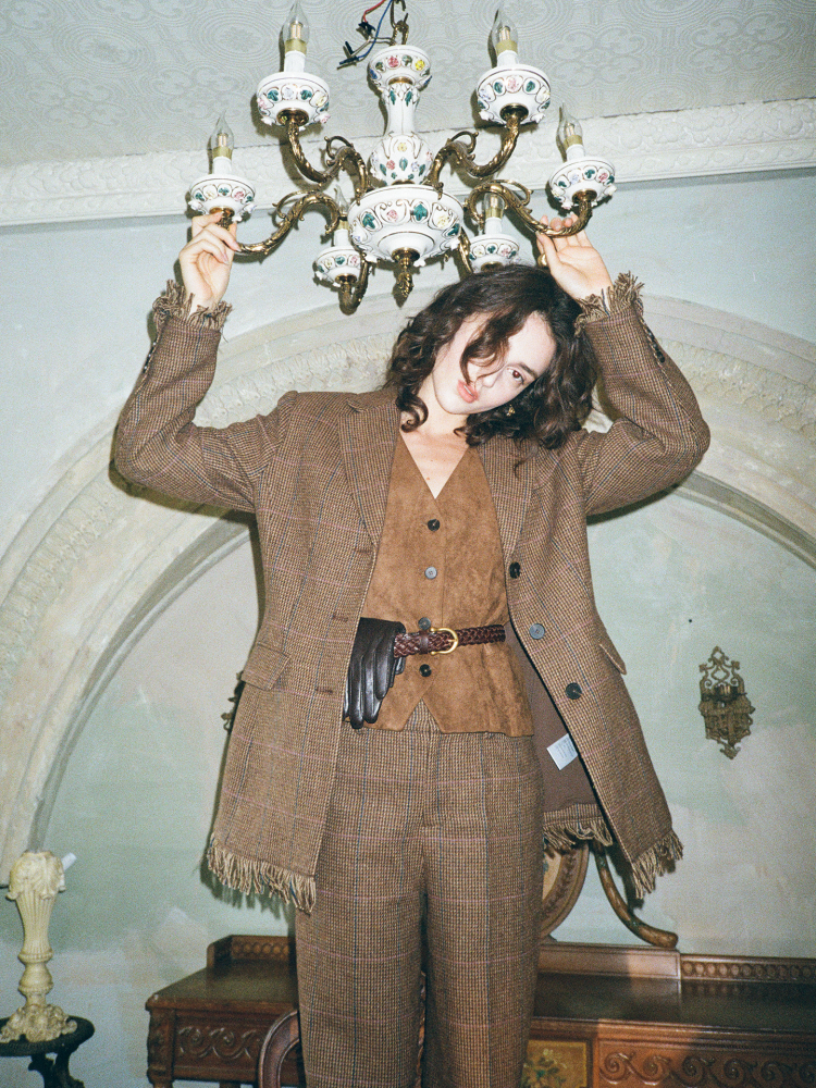 TOCL French vintage elegant fringe tweed wool suit jacket + wool pant ...