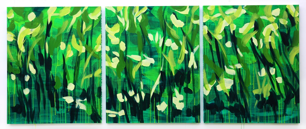 연못풍경 Pondscape 202548_49_50, 2025, Acrylic and oil on canvas, 90.9×72.7cm